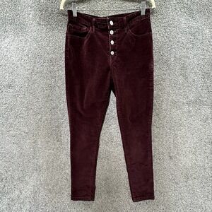 Levis 721 Corduroy Pants Women 29‎ Burgundy High Rise Skinny Exposed Button Fly